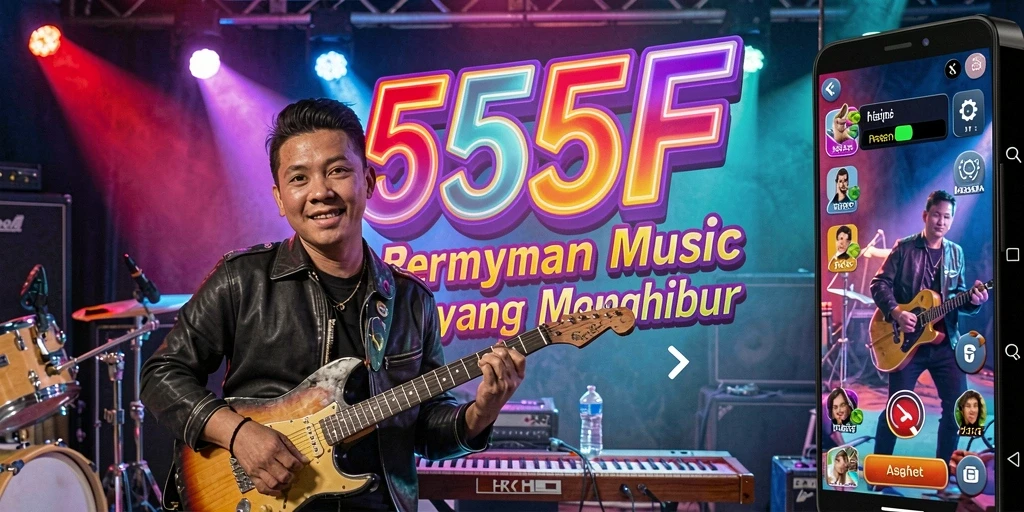 Tampilan gameplay 555F dengan musik yang menggugah semangat.