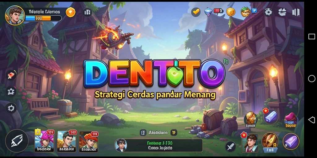 Screenshot gameplay DENTOTO yang menunjukkan strategi pertempuran.