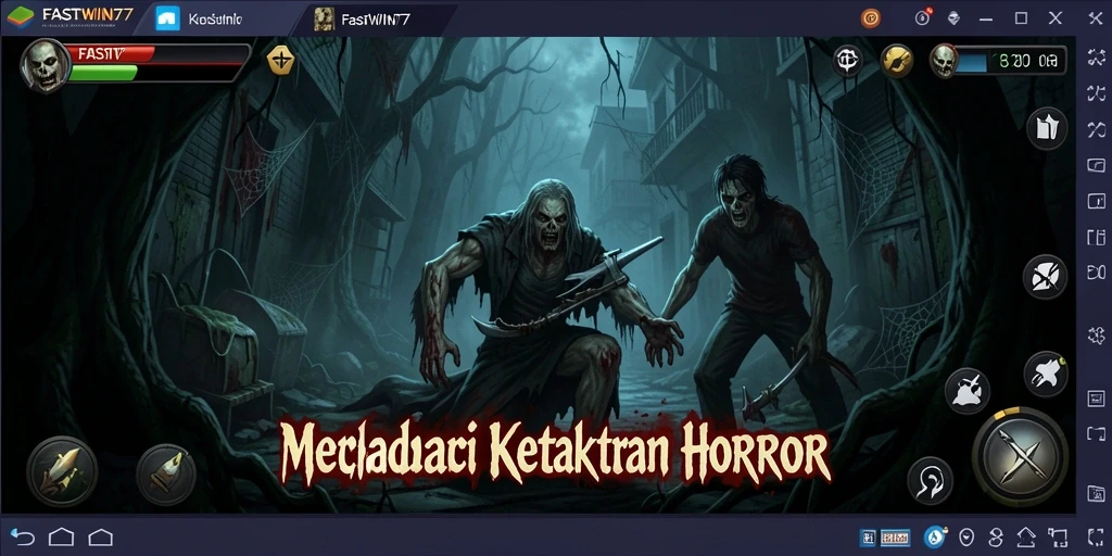 Screenshot gameplay menegangkan dari FASTWIN77 menunjukkan kegelapan yang mencekam.
