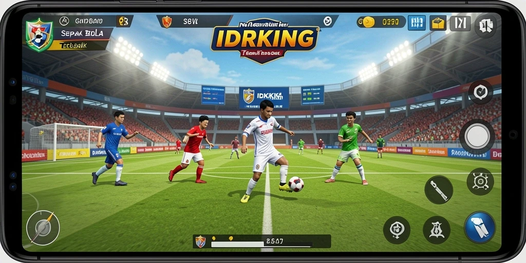 Screenshot gameplay dari IDRKING saat pertandingan sepak bola.