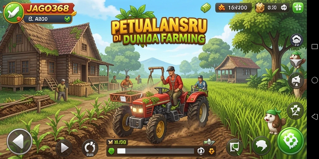 Tampilan gameplay seru di JAGO368 dengan aktivitas bertani.