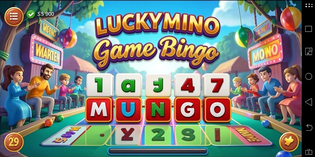 Tampilan gameplay Bingo yang menegangkan di LUCKYMINO.