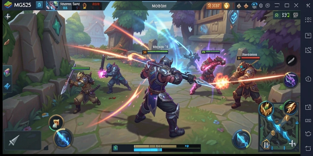 Tampilan gameplay seru dalam MG525 dengan pertarungan tim yang mendebarkan.