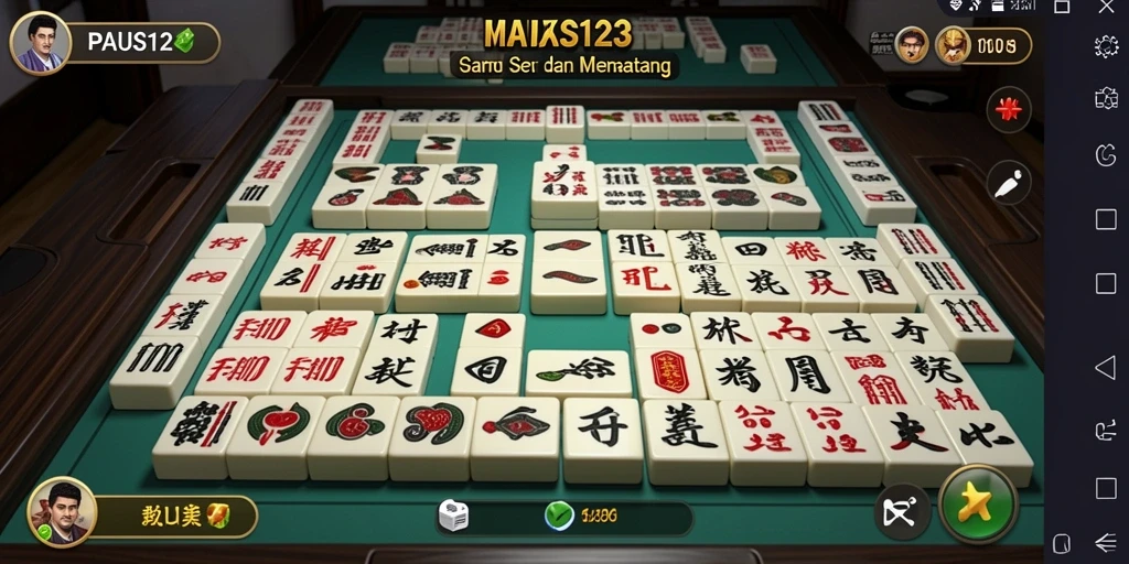 Tampilan gameplay seru di PAUS123 dengan ubin Mahjong yang menantang.