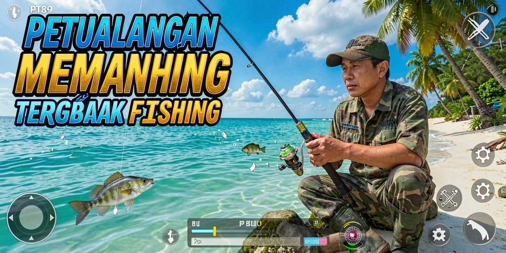Screenshot gameplay PT89 menunjukkan pengalaman memancing yang mendebarkan dan mengasyikkan.
