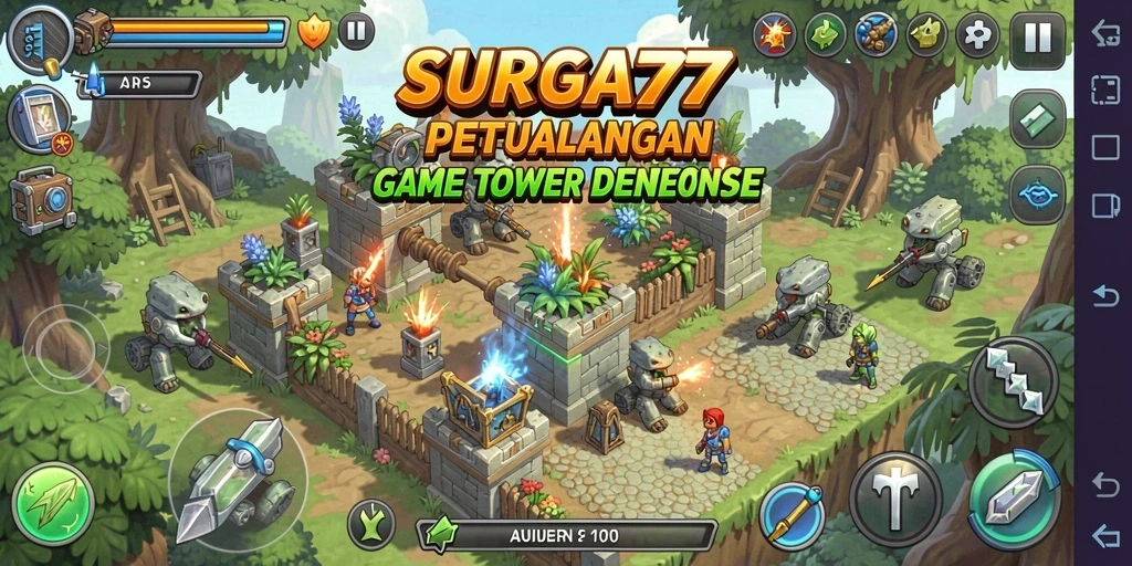 Gameplay SURGA77 yang menegangkan dengan strategi menara.