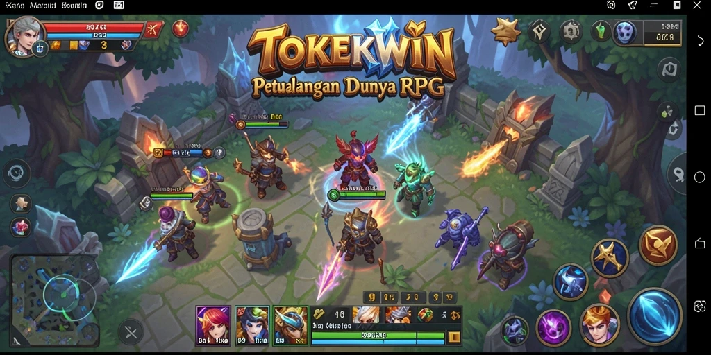 Tampilan screenshot menunjukkan aksi seru dalam pertarungan RPG.