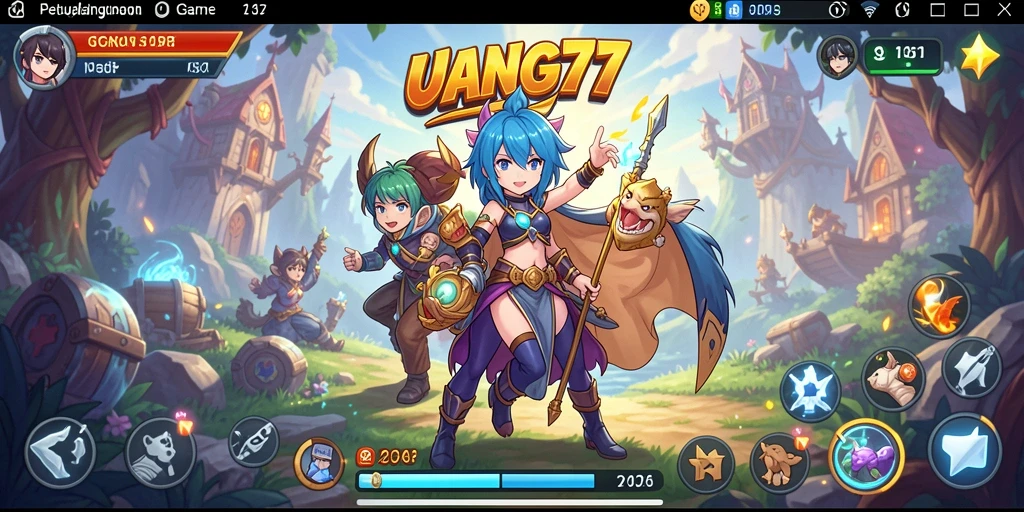 Gameplay UANG77 dengan karakter Anime yang dinamis dan colorful.