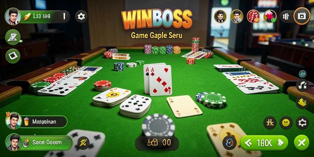 Tampilan gameplay seru dalam permainan Gaple WINBOSS.